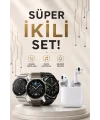 Akıllı Saat ve Kulaklık Seti Dokunmatik Ekran 5.0 Bluetooth Bağlantılı Sesli Görüşme