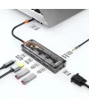 ALLY 6in1 Type-c To USB3.0 + USB2.0 + Type-c PD 100W + HDMI + VGA + 3.5mm  Çoğaltıc Transparanı Hub-(5775)