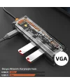 ALLY 6in1 Type-c To USB3.0 + USB2.0 + Type-c PD 100W + HDMI + VGA + 3.5mm  Çoğaltıc Transparanı Hub-(5775)