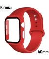 ALLY Apple Watch 4-5-6 40mm Silikon Kordon Kayış ve Ekran Koruyucu Kılıf-(5775)