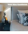ALLY Dijital Saatli 15W Kablosuz Şarjlı LED Işıklı Katlanabilir Masa Lambası-(5775)
