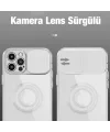 Ally iPhone 13 Pro 6.1inç Kılıf Sürgülü Kamera Lens Korumalı Yüzük Standlı Silikon Kılıf-(5775)