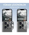 ALLY iPhone 15 Pro-15 Pro Max Metal Tempered Kamera Lens Koruyucu-(5775)