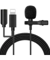 ALLY iPhone Lightning Yaka Mikrofonu+3.5MM jack Profesyonel Youtuber Mikrofonu-(5775)