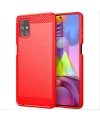 ALLY Samsung Galaxy M51 Brushed Carbon Fiber Silikon Kılıf-(5775)