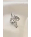Ayarlamalı Silver Renk Metal Zirkon Taşlı Kanat Yüzük