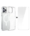 Baseus Crystal iPhone 13 Pro Max 6.7 Magsafe Silikon Kılıf + Tempered Ekran Koruyucu Set-(5775)