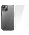 Baseus Glitter iPhone 14 6.1 Renkli Kenar Silikon Kılıf + Tempered Ekran Koruyucu Set-(5775)