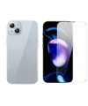 Baseus iPhone 15 Plus Schott Serisi Şeffaf Silikon Kılıf + Tempered Ekran Koruyucu Set-(5775)