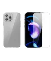Baseus iPhone 15 Pro Schott Serisi Şeffaf Silikon Kılıf + Tempered Ekran Koruyucu Set-(5775)