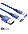 Baseus Rapid Series 2in1 İphone+ Micro Usb 3.0A Usb Kablo Şarj 120cm-(5775)