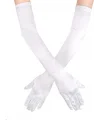Beyaz Renk Dirseğe Kadar Uzun Kumaş Eldiven 40 Cm