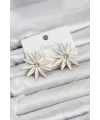 Beyaz Renk Kristal Taşlı Lotus Model Kadın Küpe