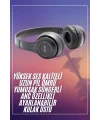 Bluetooth Kablosuz Kulaklık Siyah Wireless 5.0 Kulak Üstü Uzun Pil Ömrü