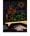 Neon Işıklı 7 Renk Işık Boyama Kalemli Led Resim Panosu Boyama Tahtası Kalemleri 20 X 20