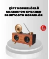 Çift Hoparlörlü Retro Bluetooth Speaker 1800mAh Bataryalı AUX USB SD Kartlı