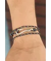 Çizgi Desenli Metal Kancalı Erkek Bileklik