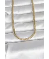 CM 14K Gold Renk Yassı Ezme Zincir Model 60 cm Kadın Kolye