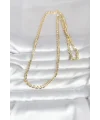 CM 14K Gold Renk Yassı Oval Zincirli Model 60 cm Kadın Kolye