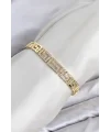CM Labirent Model Zirkon Taşlı VIP Seri Gold Renk Pirinç Kadın Bileklik