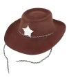 Çocuk Kovboy Şapkası Plastik Üzeri Flok Kaplama Koyu Kahverengi
