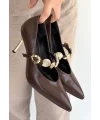 Conne Kahverengi Cilt Stiletto Ayakkabı