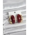 Damla Model Bordo Vintage Gold Renk Kadın Küpe