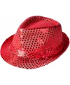 Disko  Kırmızı Payetli Fötr Şapka Yetişkin Boy