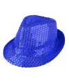 Disko  Mavi Payetli Fötr Şapka Yetişkin Boy