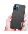 Dux Ducis Fino Serisi iPhone 12 Pro Max Kılıf Premium Dokuma Silikon Kılıf-(5775)