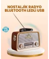 Eskitme Tasarımlı Ahşap Bluetooth Radyo LED Aydınlatmalı
