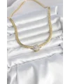 Ezme Zincir Model Zirkon Taşlı VIP Seri Gold Renk Kadın Kolye