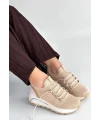 Feort Bej Triko Bağcıklı Spor Ayakkabı