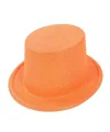 Floresan Turuncu Renk Simli Uzun Fötr Melon Şapka 12 Cm