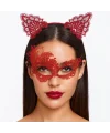 Gizemli Kırmızı Dantel Maske Ve Taç Seti 1 No - Kostüm Seti
