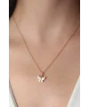 Gold Beyaz Renk Kelebek Figür Kadın Kolye