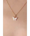 Gold Beyaz Renk Kelebek Figür Kadın Kolye