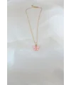 Gold Kaplama Pembe Sedefli Kelebek Kolye