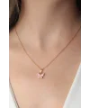 Gold Pembe Renk Kelebek Figür Kadın Kolye