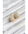 Gold Renk Full Zirkon Taşlı Kare Halka Kadın Küpe