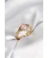Gold Renk Pembe Damla Model Kadın Yüzük