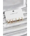 Gold Renk Pirinç 3 Çift Kadın Küpe Seti
