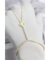 Gold Renk Pirinç Lazerli Yonca Model Zirkon Taşlı Şahmeran