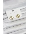 Gold Renk Pirinç Yonca Model Kadın Küpe
