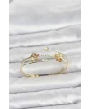 Gold Renk Pirinç Zirkon Taşlı Çiçek Model Kadın Bileklik
