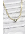 Gold Renk Pirinç Zirkon Taşlı Kadın Kolye