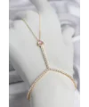 Gold Renk Pirinç Zirkon Taşlı Pembe Kalp Model Şahmeran
