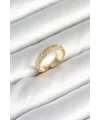 Gold Renk Şerit Zirkon Taşlı Kadın Yüzük
