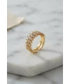 Gold Renk Sıralı Zirkon Taşlı Kadın Yüzük