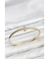 Gold Renk T Model Zirkon Taşlı Kadın Kelepçe Bileklik